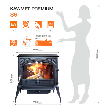 Фото10.Чавунна піч KAWMET Premium SPHINX (13,9 kW)